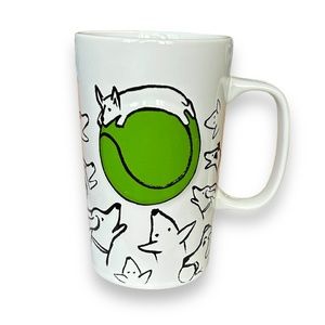2015 STARBUCKS Sketch Doodle Dogs & Green Tennis Ball Tall Coffee Mug Cup 16 oz